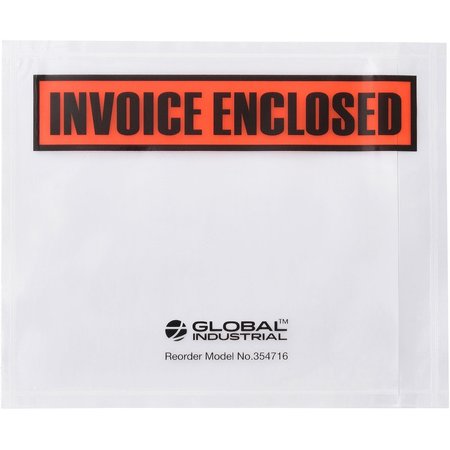 GLOBAL INDUSTRIAL Panel Face Envelopes, Invoice Enclosed, 4-1/2L x 5-1/2W, Orange, 1000PK 354716